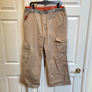 D&G Dolce & Gabbana Men’s Cropped Cargo Trousers With Pockets And Orange Details